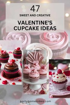 valentine's cupcakes with pink icing and chocolate frosting