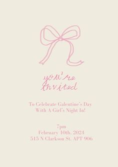 Cute Sweet 16 Invitations, Birthday Invitations Pink Theme, Cute Birthday Party Invitations, Invite Ideas Birthday, Cute Bday Invitations, Aesthetic Party Invites, Cute Birthday Invites, Galintines Girls Night, Galentines Invite Ideas