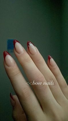 Cute Nails Burgundy, Nail Ideas Simple Acrylic, Simple Nail Designs Short Nails Almond, Simple Nails Red And White, Grunge Nail Designs For Short Nails, Nail Ideas Acrylic Round, Simple Red Design Nails, Nail Acrylic Simple, Nail Ideas Rounded Shape