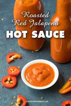 roasted red jalapeno hot sauce in a white bowl