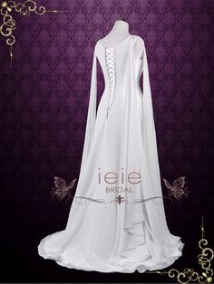 Medieval Style Chiffon Wedding Dress ATHEENA – ieie Ethereal White Wedding Dress With Fitted Bodice, Fitted White Medieval Dress For Wedding, Elegant White Medieval Wedding Dress, Fitted Elven Wedding Gown, White Fitted Elven Medieval Dress, Chiffon Wedding Dress, Medieval Fashion, Dress Making, Chiffon