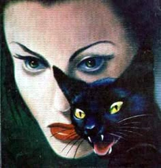 a magazine cover with a black cat and woman's face on the front page