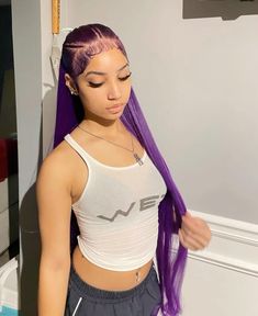 @kanyedaughter Purple Quick Weave, Half Up Half Down Wig, Quick Natural Hair Styles, Quick Weave Hairstyles, Dyed Natural Hair, Quick Weave