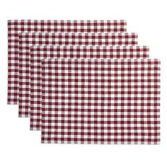 three red and white checkered place mats