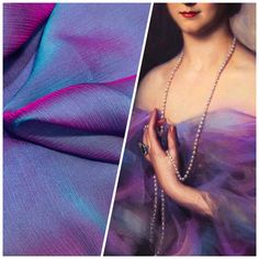 A gorgeous silk chiffon fabric in mermaid turquoise with magenta iridescence. Sheer. 55” Wide. Will combine shipping. Photo of dress is for inspirational purposes only, but please note it is not made of the actual fabric. The actual fabric is depicted in the fabric photos. Check out more of our designer and runway fabrics by visiting our store! Velvet, Silk, Linen, Cotton, Fine Italian Wool, Luxury Knits, and more! Creative Costume, Silk Chiffon Fabric, Raw Silk Fabric, Silk Linen, Brocade Fabric, Historical Dresses, Women Helping Women, Historical Fashion, Silk Chiffon