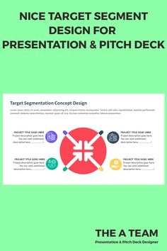 a green and white cover with the words nice target segment design for presentation & pitch deck