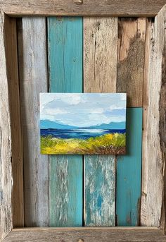 "Design a unique piece of art using repurposed pallets as frames. The frame should be made from rough, weathered wood, with a reclaimed look. Inside the frame, create a painting or photograph of a scenic landscape, animal, or abstract design. The rustic, natural frame will enhance the charm of the artwork, blending art and sustainability." Repurposed Pallets, Pallet Frames, Recycled Pallet, Natural Frame, Weathered Wood, Scenic Landscape, Abstract Design, Blending