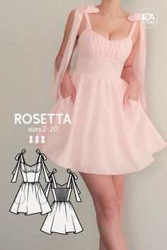 Rosetta Ruched Bust Shirred Back Dress PDF Sewing Pattern US Sizes 2-20 PDF Instant Download With Instructions & Video Tutorial - Etsy New Dress Pattern, Sewn Clothes, Sewing Challenge, Free Dress, Modern Sewing Patterns, Dress Patterns Free, Sewing Projects Clothes, Learning To Sew, Shirred Dress