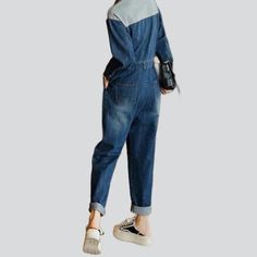 Introducing our two-tone baggy women's overall from the 2023 Spring-Summer Collection ââ‚?the perfect blend of mode and comfort!Why You Need These OverallsMade with a unique patched design and loose silhouette. these overalls are patterned with an eye-catching aesthetic and effortless comfort in mind. With a buttoned closure and a variety of two-color tone options. these overalls are the perfect way to bring a modern and fashionable look to your wardrobe. Plus. they take the hassle out of puttin Blue Denim Jumpsuit With Side Pockets For Spring, Spring Blue Denim Jumpsuit With Side Pockets, Spring Blue Jumpsuits And Rompers With Side Pockets, Blue Jumpsuits And Rompers With Side Pockets For Spring, Blue Denim Jumpsuit With Side Pockets, Trendy Blue Overalls With Pockets, Casual Cotton Jumpsuit With Patchwork, Casual Cotton Jumpsuit And Romper With Patchwork, Casual Cotton Jumpsuits And Rompers With Patchwork