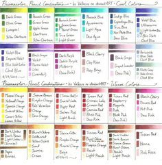 the color chart for watercolor paints