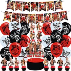 a wrestling birthday party decorationating kit