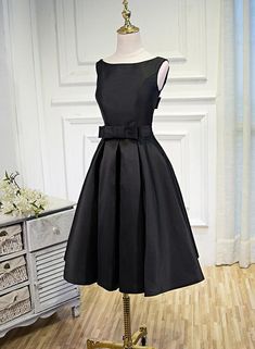 Any things please feel free to contact us: sales@cutedressy.com ******* Product Detail******* Fabric:Satin Product Number: #2RCM Color: Black Hemline:Knee Length Neckline: Round Making time:2-3 weeks, Shipping time: 3-5 Days Custom size/color, Rush Order is available, and no extra cost. ******* Custom Measurements***** Knee Dresses Length Classy, Below The Knee Dresses Classy, Black Cocktail Dress Classy, Knee Length Evening Dress, Satin Homecoming Dress, Satin Noir, Dresses 2020, Chromatic Aberration, Dress Picture