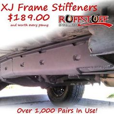 the underside of a vehicle is shown with an advertise for ruststorf's $ 1, 000 pairs in use