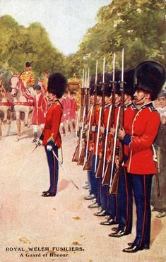 an old postcard depicting the royal guard in uniform