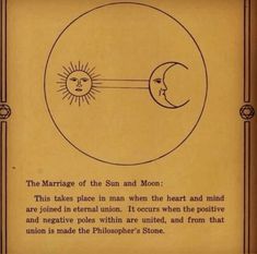 the marriage of the sun and moon is depicted in an old - fashioned book page