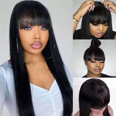 PRICES MAY VARY. 💕[High Quality of Lace front Wig ]100% Human Hair Wigs with Bangs,Unprocessed Brazilian Virgin Hair, soft&smooth, silk,healthy hair end,thick,no shedding&no tangle,no strange smell.It can be curled,blenched,dyed,permed or restyled according to your need. 💕[Advantage of Bang Wig Human Hair]There is a 5x5 transparent lace front on the top of head.Compared to no lace front wigs with bangs,our wig can show your own scalp color,looks more natural and real.The length of bangs is sli Green Hair Wig, Bangs Black Women, Pink Hair Wig, Lace Front Wigs With Bangs, Straight With Bangs, Wigs Pink, Bangs For Black Women, Human Hair Wigs With Bangs, Curly Hair Wigs