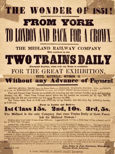 an old poster advertising the london railway's two trains daily for the great exhibition