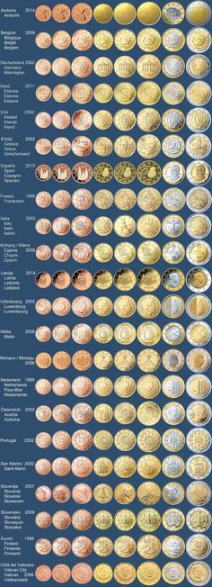 the different types of coins are shown in this diagram, and each one has its own coin