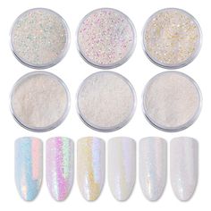 $4.99 6Boxes Unicorn Aurora Mermaid Nail Dust Nail Art Glitter Powder For Nail Decorations | BeautyBigBang Glitter Nails Diy, Glitter Mirror, Aurora Nails, Nail Art 3d, Powder Manicure, Unicorn Nails, Mermaid Nails, Nail Art Glitter, Glitter Decor