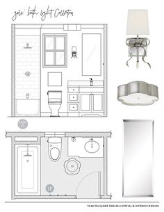 a bathroom with a sink, mirror and toilet in it's drawing style plan