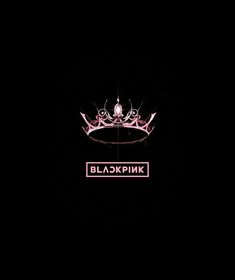 a pink crown on top of a black background with the word blackpink underneath it