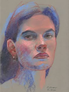 a pastel drawing of a woman's face