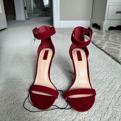 Never Worn (Still Tags) 4inch Red Strap Pumps! A Pop Of Color For Any Outfit. Forever 21 Open Toe Heels For Date Night, Pink Stiletto Heels, Strappy Platform Heels, Pink Stilettos, Black Chunky Heels, Forever 21 Shoes, Heeled Mules Sandals, Tan Heels, Ankle Strap High Heels