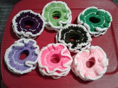 Crochet Hair Scrunchies Seven in a Set Crochet Hair Scrunchies, Hair Accessories Collection, Hair Scrunchies, Crochet Hair, Hair Stuff, Crochet Hair Styles, All Hair Types, Handmade Fashion, Scrunchie Hairstyles