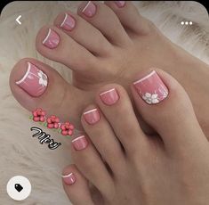 Flower Toe Nails, Pink Toe Nails