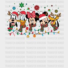 Disney Characters Christmas Design - Dtf Heat Transfer Disney Christmas Svg, Disney Characters Christmas, Disney Christmas Shirts, Mickey Christmas, Holiday Apparel, Festive Look, Dtf Printing, Mickey Ears, Christmas Illustration