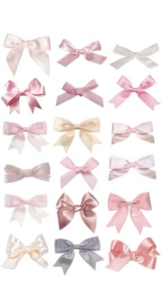 many different types of bows on a white background