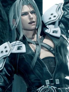 an image of a woman with white hair and black leather outfit holding her hands up