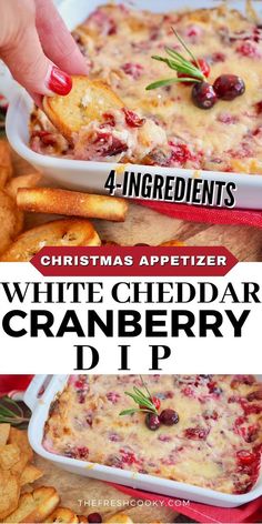 christmas appetizer white cheddar cranberry dip