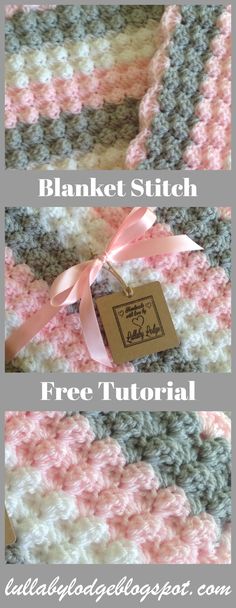 two pictures showing how to crochet a blanket with the text, free pattern and instructions