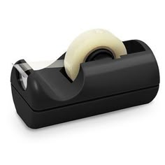 a tape dispenser with a roll of toilet paper in it on a white background