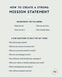 a white paper with the words how to create a strong mission statement