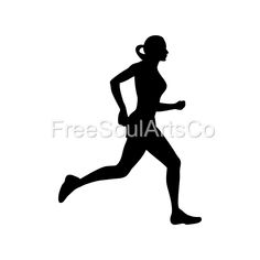 a silhouette of a woman running