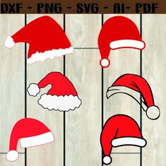 santa hat svg files for christmas and other holiday decorating projects, including hats