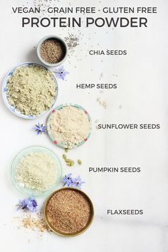 the ingredients for vegan - friendly gluten free protein powder