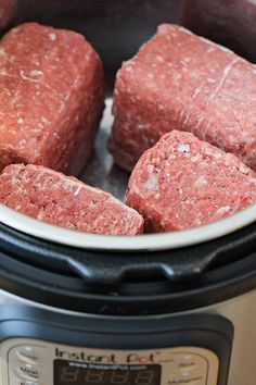 raw ground beef in an instant pot