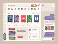 an image of a web page with books on the front and back pages in different colors