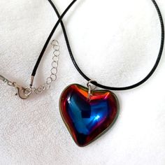 Rainbow Mood Color Glass Heart Choker Necklace Heart Choker Necklace, Mood Colors, Heart Choker, Glass Heart, Red Heart, Lady In Red, Womens Jewelry Necklace, Red And Blue, Choker Necklace