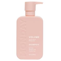 MONDAY Haircare’s award-winning VOLUME Shampoo incorporates active ingredients, Hydrolyzed Collagen and invigorating naturals such as Macadamia Oil that are ideal for thin, ﬁne and flat hair in need of extra fullness and body. Hydrolyzed Collagen helps revive strands to leave hair feeling full and plump, while Macadamia Oil has emollient qualities to help improve hair shine. The formula is also pH balanced, dermatologically tested, paraben free and sulfate free. What’s more, MONDAY Haircare is a Monday Shampoo, Monday Haircare, Shampoo For Damaged Hair, Shower Products, Rice Protein, Volumizing Shampoo, Clarifying Shampoo, Moisturizing Conditioner, Best Shampoos