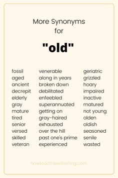 an old dictionary with the words more synomyns for'old'in different languages