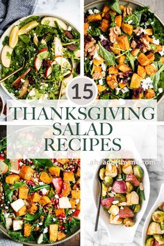 thanksgiving salads with text overlay that reads 15 thanksgiving salad recipes