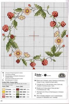 a cross stitch pattern with flowers on it