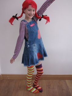 Pippi Longstocking -- this is a costume that's easily adaptable for adults! Pippi Longstocking Halloween, Book Characters Dress Up, Book Character Day, Children's Book Characters, Character Dress Up, Book Costumes, Teacher Costumes