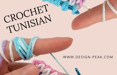 the crochet tunisan is being used to make bracelets