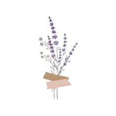 a bouquet of lavenders in a cardboard box