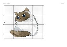 a cross stitch pattern with a cat sitting on top of it's back legs